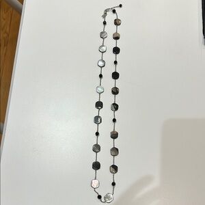 Lia Sophia Night Oasis Black and Silver Hexagon Necklace